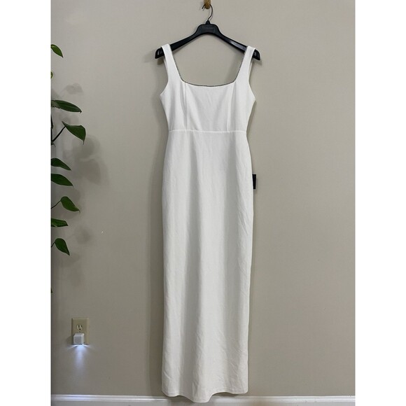 Lulus White Rhinestone Square Neck Backless Maxi Dress NWT Size L - Picture 6 of 12
